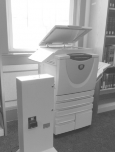 One of the copy machines now free from charge, located at the Library.