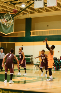Junior guard Jared Hall tries his luck from the free-throw line against Molloy College. Photo: Salina Webson