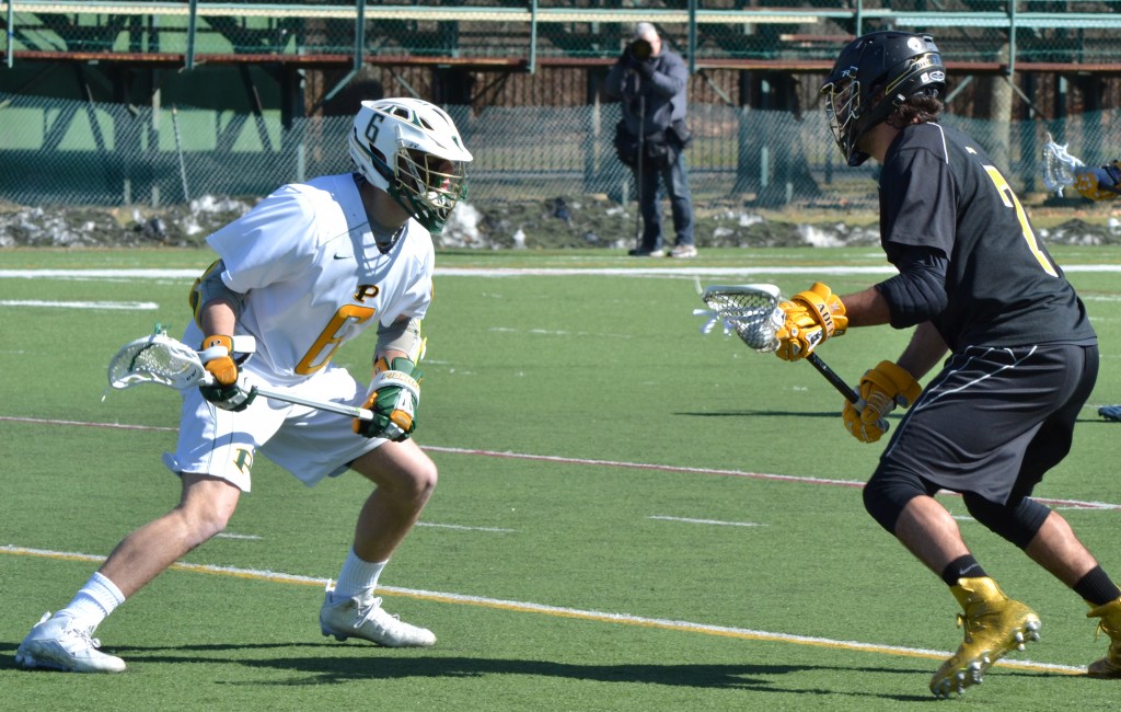 Sophomore midfielder Eric Donahoe covering ground in defense. Photo: Jessica Peace